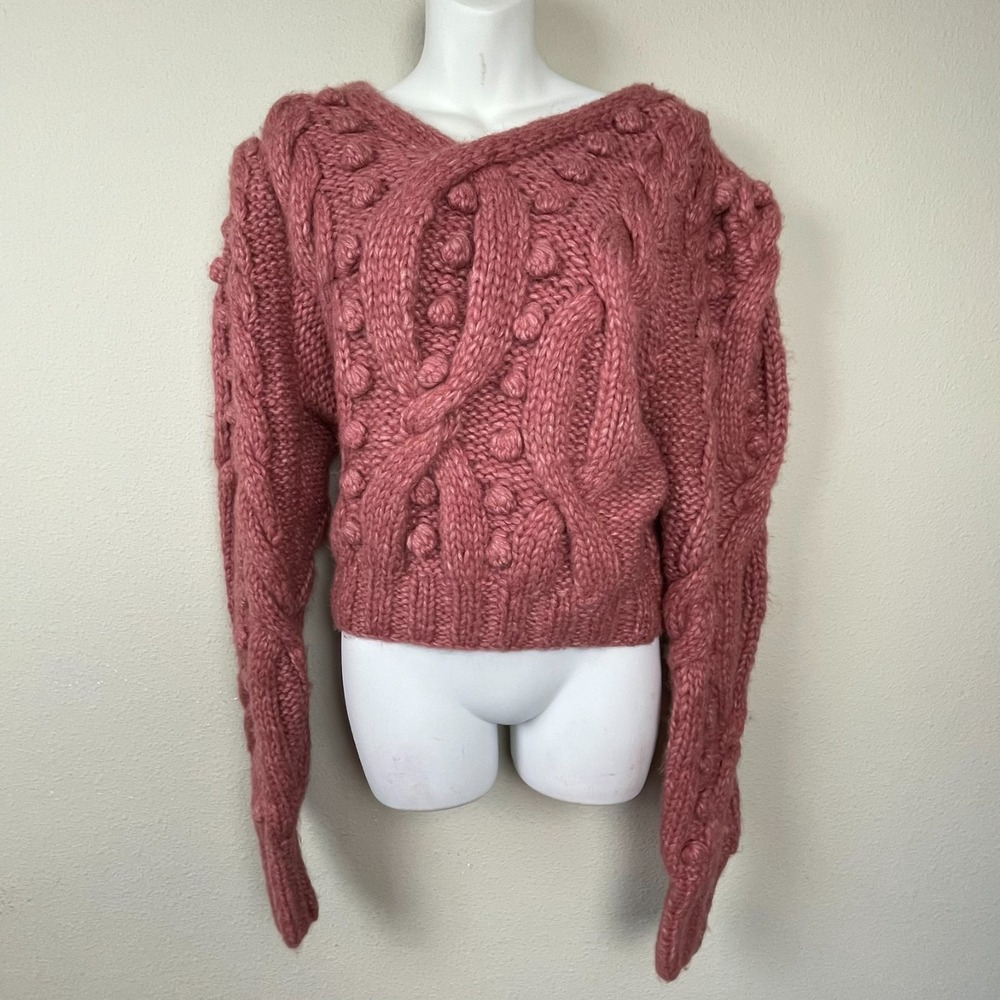 NWT Sea New York‎ Caden Pink Chunky Cable Knit Sweater M Designer Fairycore